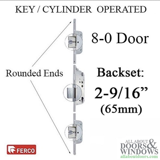 Secury Automatic Multipoint Lock, Key Operated, 65/92 Gear Driven 8-0 Door