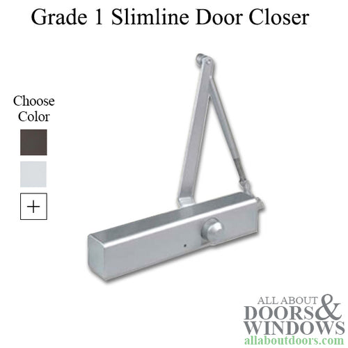 Grade 1 Commercial Door Closer, Adjustable Spring Size 1-6, Choose Color - Grade 1 Commercial Door Closer, Adjustable Spring Size 1-6, Choose Color