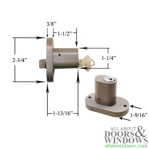 Andersen 3 Panel Door 5 Pin Lock with Keys - Stone - Andersen 3 Panel Door 5 Pin Lock with Keys - Stone