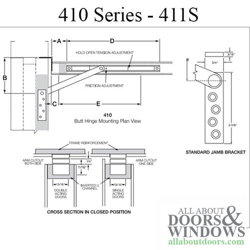 Glynn Johnson Series 411S Concealed Overhead Interior Door Stop - Glynn Johnson Series 411S Concealed Overhead Interior Door Stop