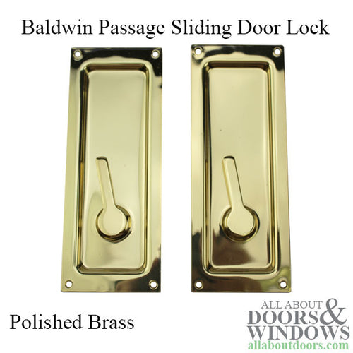 Baldwin Passage Sliding Door Lock- Polished Brass - Baldwin Passage Sliding Door Lock- Polished Brass