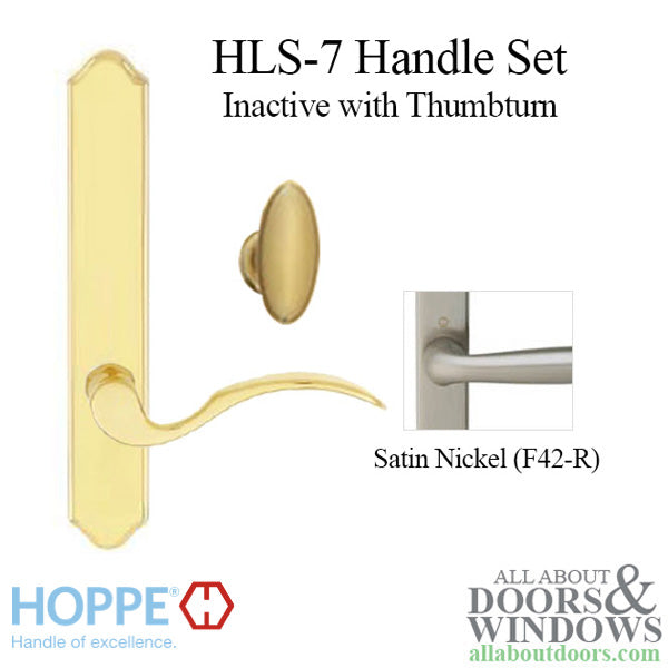 HOPPE HLS7 Handle Set with Munchen Lever Non Keyed Inactive with Thumbturn Satin Nickel - HOPPE HLS7 Handle Set with Munchen Lever Non Keyed Inactive with Thumbturn Satin Nickel