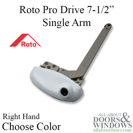 Roto 7-1/2" Single Arm, Pro Drive, LH Vinyl Window Application - Choose Color