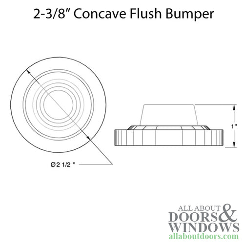 2-3/8'' Concave Flush Bumper  - Choose Finish - 2-3/8'' Concave Flush Bumper  - Choose Finish