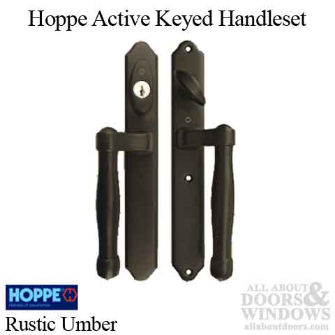 HOPPE HLS 9000 Sliding Door Traditional Handle Set Active Keyed Rustic Umber