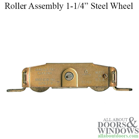 Tandem Roller Assembly for Sliding Patio Door Steel Housing 1.25 Inch Steel Wheel Diameter