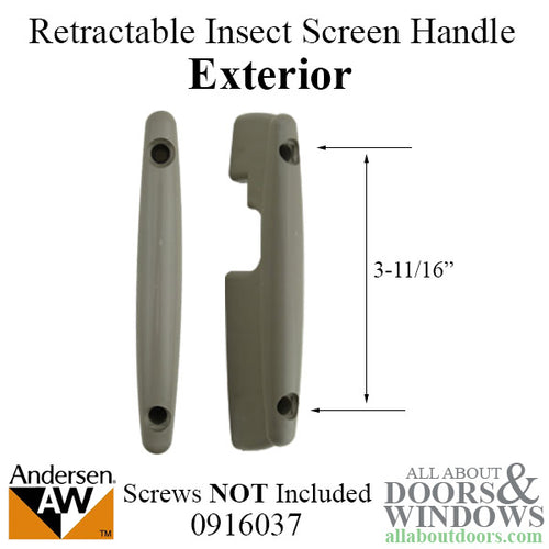 Andersen Retractable Insect Screen Exterior Handle, June 2007 - Present, Andersen Frenchwood Gliding Doors - Sandtone - Andersen Retractable Insect Screen Exterior Handle, June 2007 - Present, Andersen Frenchwood Gliding Doors - Sandtone