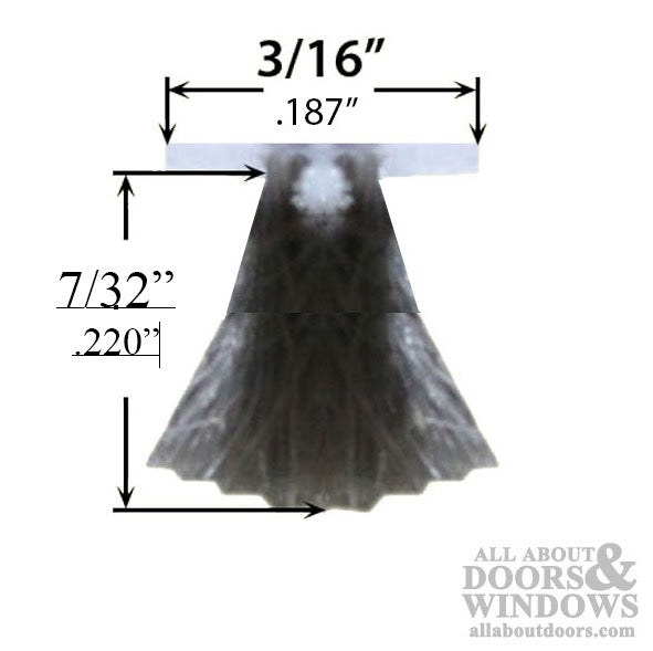 Fuzzy Weatherstrip .187 Backing x .220 Pile w/ Fin seal - Fuzzy Weatherstrip .187 Backing x .220 Pile w/ Fin seal