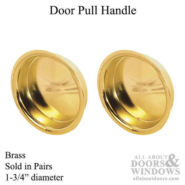 Pull Handle, Sliding Door, 1-3/4 In Dia. (Brass Plated) - Pull Handle, Sliding Door, 1-3/4 In Dia. (Brass Plated)