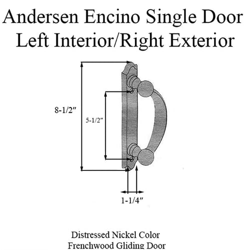 Andersen Frenchwood Gliding Door Handle - Encino - LH Interior/RH Exterior - Distressed Nickel - Andersen Frenchwood Gliding Door Handle - Encino - LH Interior/RH Exterior - Distressed Nickel