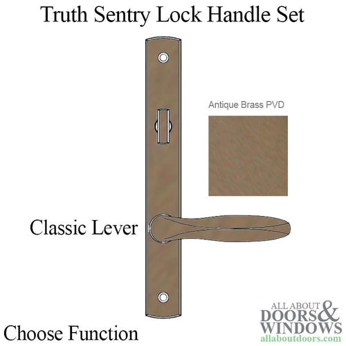 Truth Sentry Lock Handle Set, Classic, Decorative finishes over Brass, Antique Brass - Truth Sentry Lock Handle Set, Classic, Decorative finishes over Brass, Antique Brass