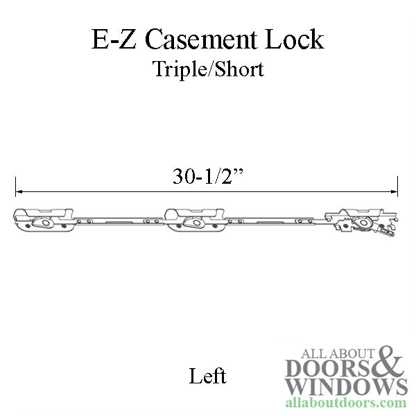 Andersen Perma-Shield Improved/E-Z Casement Lock - Triple/Short (Impact Resistant) - Left - Andersen Perma-Shield Improved/E-Z Casement Lock - Triple/Short (Impact Resistant) - Left