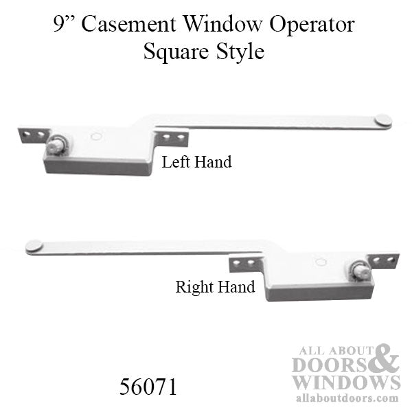 9 Inch Arm Steel Casement Operator, Square Body, White - Choose Handing - 9 Inch Arm Steel Casement Operator, Square Body, White - Choose Handing