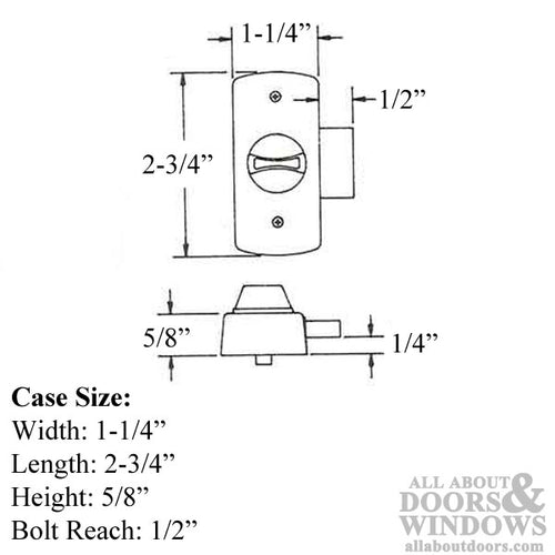 Inside Storm Door Deadbolt 0.25 Inch Offset 0.5 Inch Throw 1.75 Inch Hole Spacing - Inside Storm Door Deadbolt 0.25 Inch Offset 0.5 Inch Throw 1.75 Inch Hole Spacing