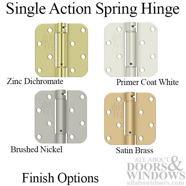 Spring Hinge 4 x 4 x 5/8 radius corner, BENCHMARK Screw Hole Pattern - Choose Finish - Spring Hinge 4 x 4 x 5/8 radius corner, BENCHMARK Screw Hole Pattern - Choose Finish