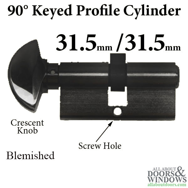 31.5 / 31.5 HOPPE Non Logo 90 Keyed Profile Cylinder Lock, Solid Brass, Flat Black-BLEMISHED - 31.5 / 31.5 HOPPE Non Logo 90 Keyed Profile Cylinder Lock, Solid Brass, Flat Black-BLEMISHED