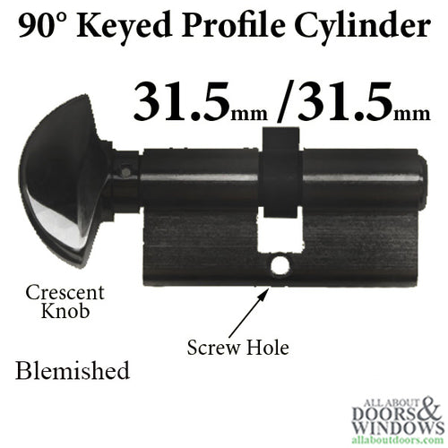 31.5 / 31.5 HOPPE Non Logo 90 Keyed Profile Cylinder Lock, Solid Brass, Flat Black-BLEMISHED - 31.5 / 31.5 HOPPE Non Logo 90 Keyed Profile Cylinder Lock, Solid Brass, Flat Black-BLEMISHED