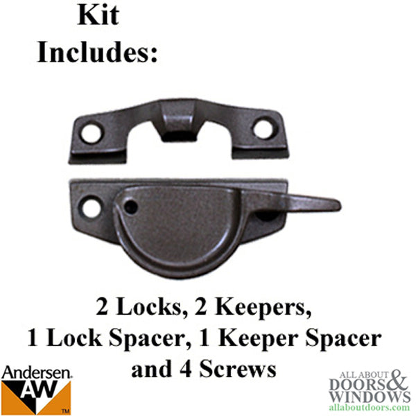 Sash Lock for Andersen Perma-Shield Narroline Windows,  Twin Pack, w/ Keeper - Stone - Sash Lock for Andersen Perma-Shield Narroline Windows,  Twin Pack, w/ Keeper - Stone