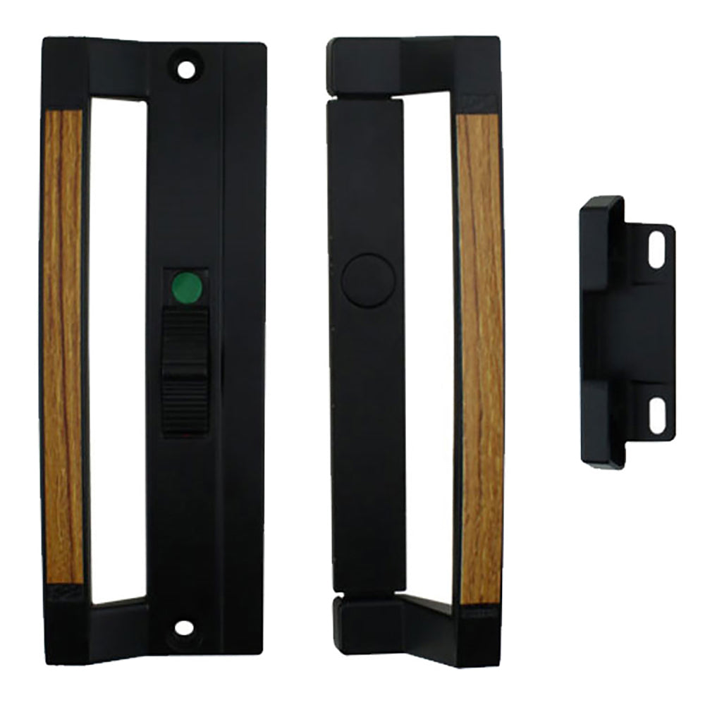 Norandex Sliding Patio Door Handle 6 5/8 Inch Hole Center Black Metal and Wood - Norandex Sliding Patio Door Handle 6 5/8 Inch Hole Center Black Metal and Wood