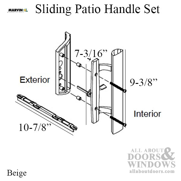 Marvin, Sliding Patio Door Complete Handle Set, Beige - Marvin, Sliding Patio Door Complete Handle Set, Beige