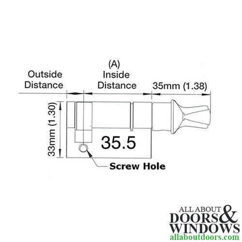 Inactive Non-Keyed 31.5/10, 90° CES Crescent Thumbturn - Choose Color - Inactive Non-Keyed 31.5/10, 90° CES Crescent Thumbturn - Choose Color