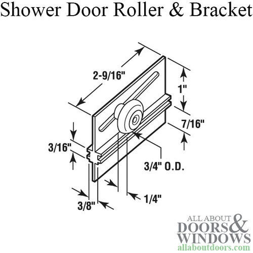 Shower Door Roller with Bracket Top Mount 3/4 Inch Outer Diameter - Shower Door Roller with Bracket Top Mount 3/4 Inch Outer Diameter