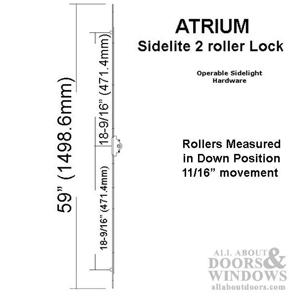 Atrium 2 roller venting sidelight hardware - 25mm Operable - Brass - Atrium 2 roller venting sidelight hardware - 25mm Operable - Brass