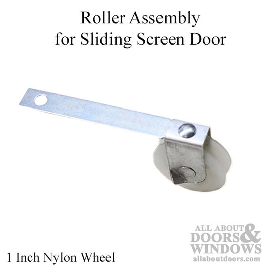 Straight Spring Tension Roller Assembly with 1 Inch Nylon Wheel for Sliding Screen Door