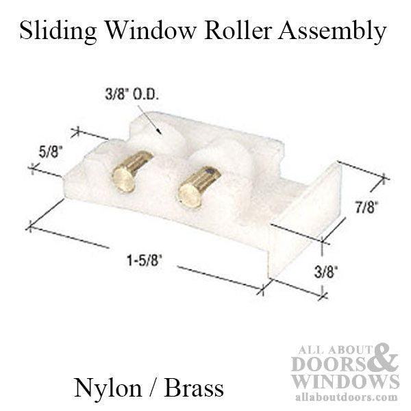 Roller Assembly (Flat) - Sliding Windows, Nylon / Brass - Roller Assembly (Flat) - Sliding Windows, Nylon / Brass