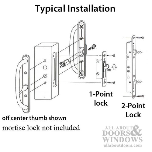 Olympus Handle Offset Thumb, Keyed Sliding Glass Door - Schlage Keyway, Choose Color - Olympus Handle Offset Thumb, Keyed Sliding Glass Door - Schlage Keyway, Choose Color