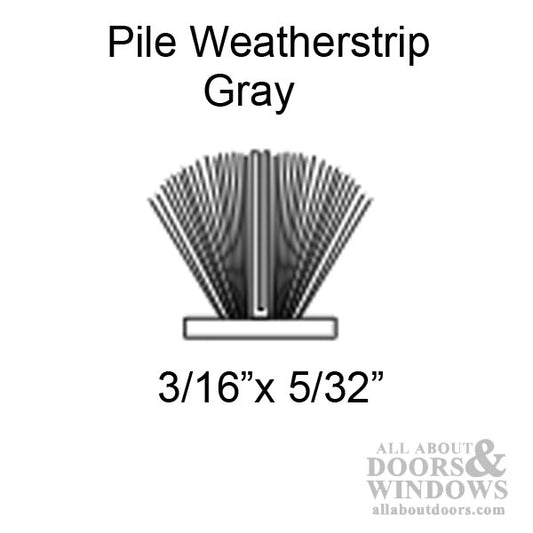 Marvin Single & E-Z Tilt Double Hung, Tilt Pac Pile Weatherstrip - Gray