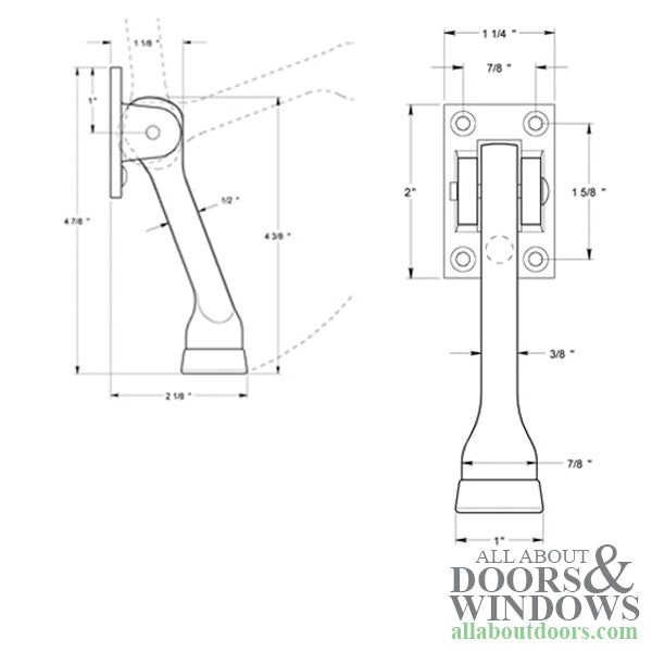 4'', 4 hole Kick Down Holder, Solid Brass - Choose Finish - 4'', 4 hole Kick Down Holder, Solid Brass - Choose Finish