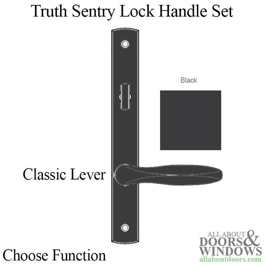 Truth Sentry Lock Handle Set, Classic, Painted over zinc, Black