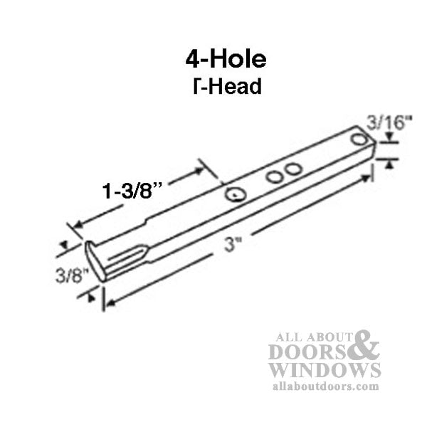 Pivot Bar, 3 inch, 4 hole Columbia / Boreal Vinyl Window - Zinc - Pivot Bar, 3 inch, 4 hole Columbia / Boreal Vinyl Window - Zinc