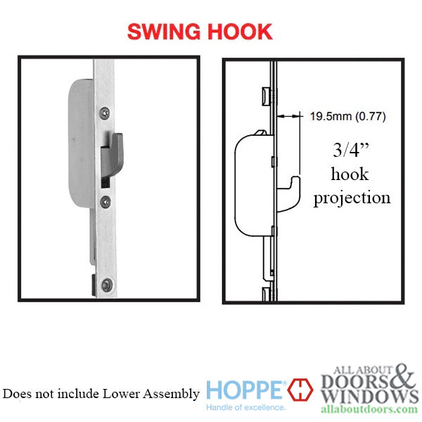 Hoppe Top Extension Doors 62.80-79.25” Swing Hook @ 19.69