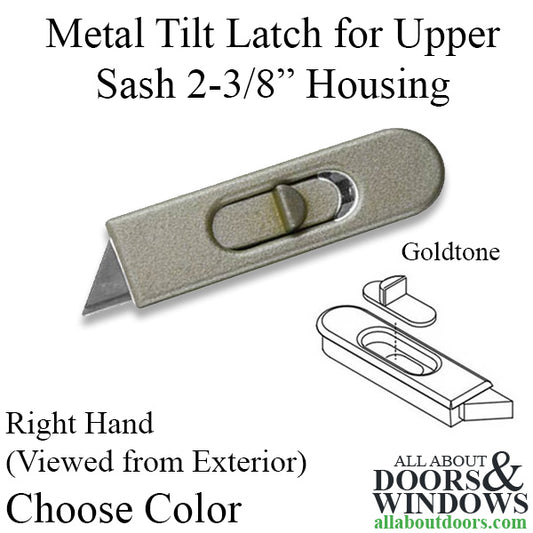 Metal Tilt Latch for UPPER Sash, 2-3/8" Housing, Right - Choose Color