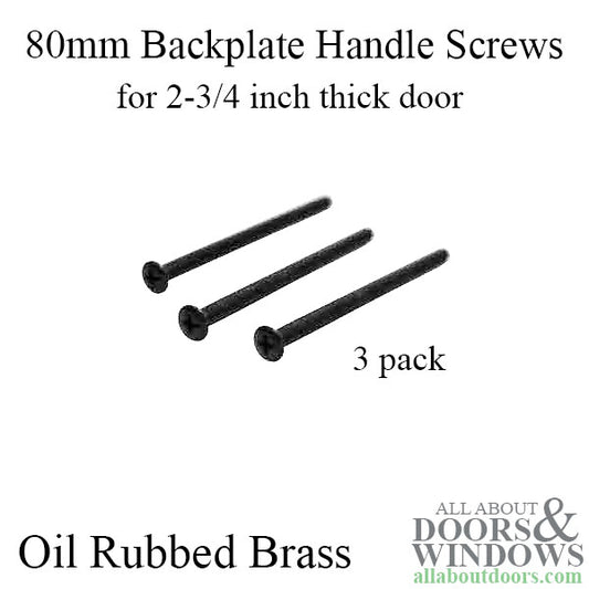 80mm Hoppe Handle Screws, 3 pack - For 2 2/3 Inch Doors - Oil Rubbed Brass