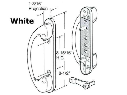 Handle set 3-15/16 H.C. - Decorative -White - Discontinued - Handle set 3-15/16 H.C. - Decorative -White - Discontinued