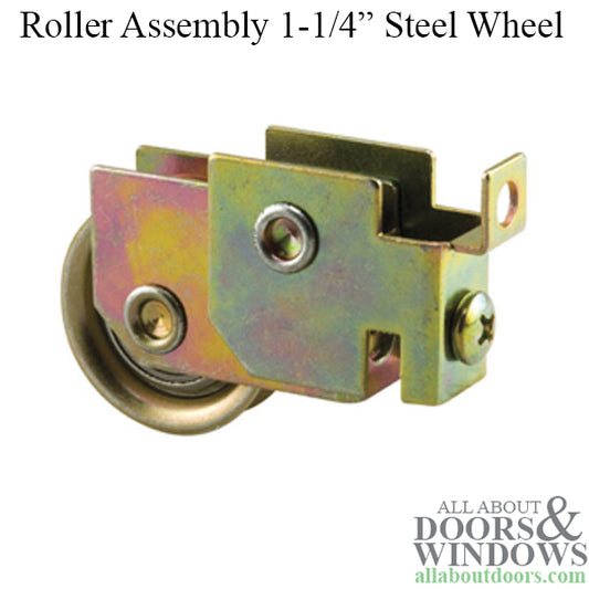 Sliding Glass Door Roller 1.25 Inch Steel Wheel With Adjustable F Tab Metal Housing