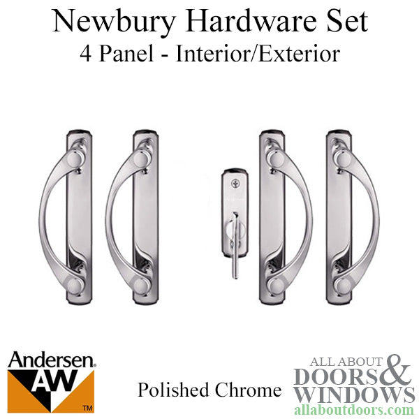 Andersen Newbury 4 Panel Gliding Door Hardware Set Polished Chrome - Andersen Newbury 4 Panel Gliding Door Hardware Set Polished Chrome