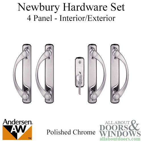 Andersen Newbury 4 Panel Gliding Door Hardware Set Polished Chrome - Andersen Newbury 4 Panel Gliding Door Hardware Set Polished Chrome
