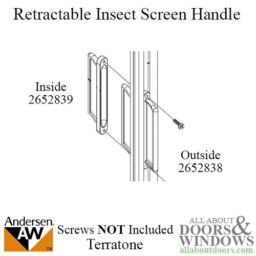 Andersen Retractable Insect Screen Exterior Handle, August 2003 - May 2007, Andersen Frenchwood Gliding Doors - Terraton - Andersen Retractable Insect Screen Exterior Handle, August 2003 - May 2007, Andersen Frenchwood Gliding Doors - Terraton