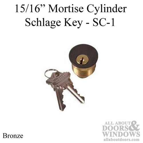 Kaba Ilco 15/16 Mortise Cylinder, Lori Cam, Schalge Key - Bronze - Kaba Ilco 15/16 Mortise Cylinder, Lori Cam, Schalge Key - Bronze