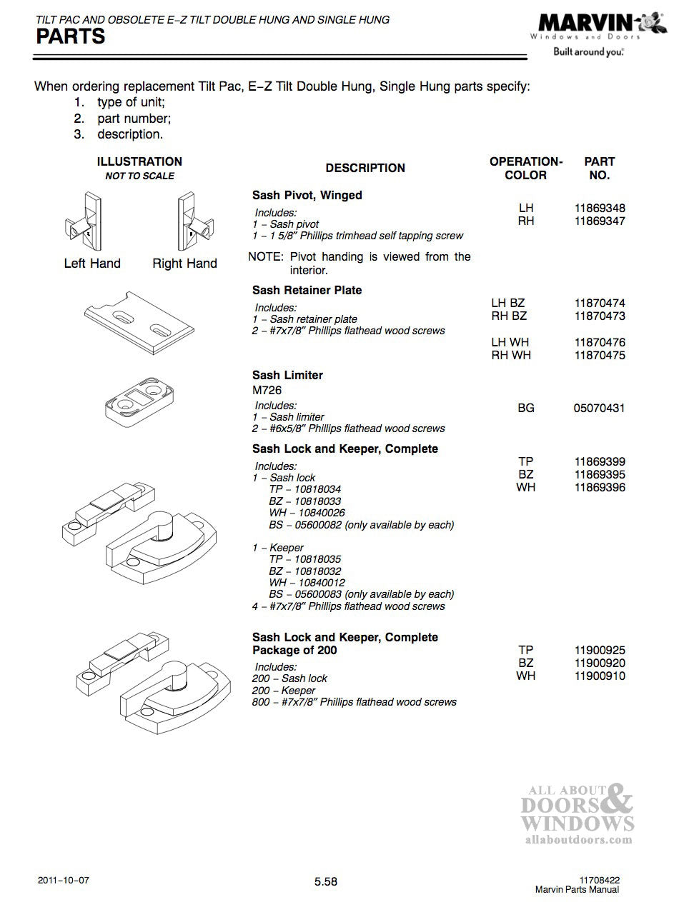 Marvin Double Hung Sash Lock & Keeper - Marvin Double Hung Sash Lock & Keeper