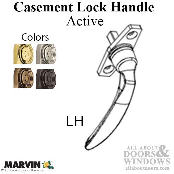 Marvin Push out Casement Lock Handle, Left Hand Active - Choose Color - Marvin Push out Casement Lock Handle, Left Hand Active - Choose Color