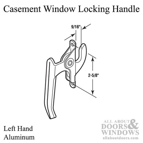 Left Hand Locking Handle, Casement Window 2-5/8‰Û screw spacing - Aluminum - Left Hand Locking Handle, Casement Window 2-5/8‰Û screw spacing - Aluminum