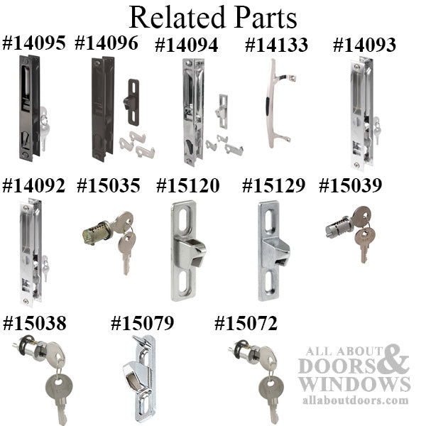 Keyed Handle Set for Sliding Patio Door Flush Mount Standard Hook Black Finish Wood Handle - Keyed Handle Set for Sliding Patio Door Flush Mount Standard Hook Black Finish Wood Handle