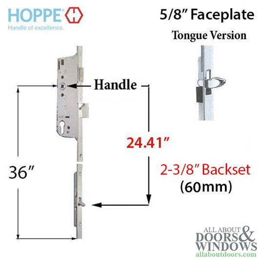 Hoppe 16mm Manual 60/92 Gear, Tongue at 24.41", 1" D/B