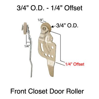Harvey Front Closet Door Roller 0.75 Inch Wheel Diameter with Offset