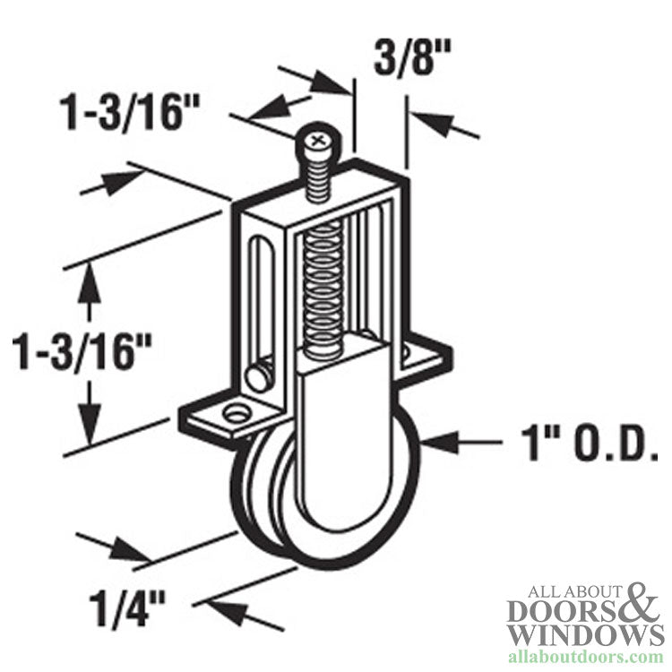 Roller Assembly with 1 Inch Nylon Wheel for Sliding Screen Door - Roller Assembly with 1 Inch Nylon Wheel for Sliding Screen Door